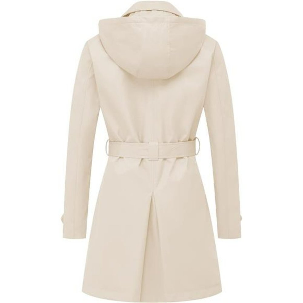 Double Breasted Trench Coats Mid-Length Belted Overcoat Long For Women - Picture 2 of 7